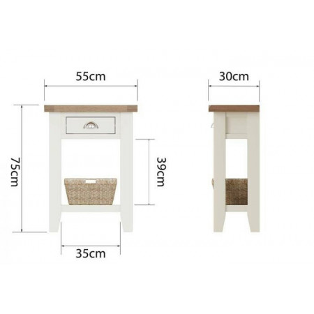 TT-TEL-WH : Tủ 1 Ngăn Kéo + Rổ Cói ( Trắng + Vàng Gỗ )